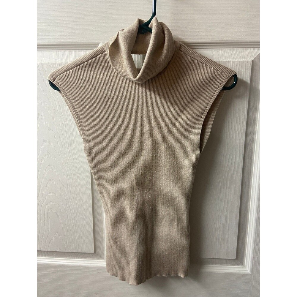 White House Black Market Gold Turtleneck Sleeveless Sweater Womens S